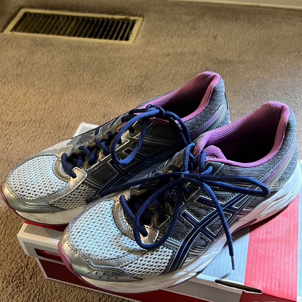 ASICS GEL-Contend 4 Women's Athletic Running Shoes Silver Blue Size 8.5